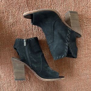 Black Peep-Toe Ankle Boots